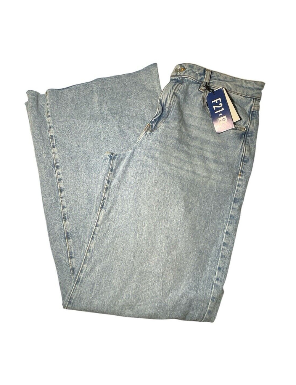 Forever 21 Jeans Women's 28 Light Blue Mid Rise Wide Leg Loose Fit Pants NWT